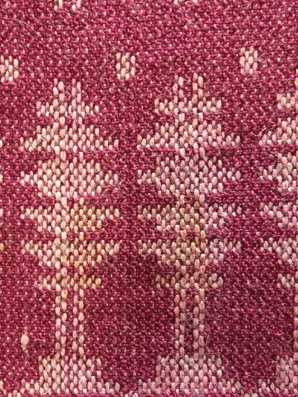 Handwoven Burgundy and Cream Patterned Table Runner